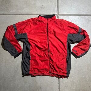 Vintage Nike Windbreaker Jacket Mens XL Red Black Colorblock Full Zip Mesh Lined